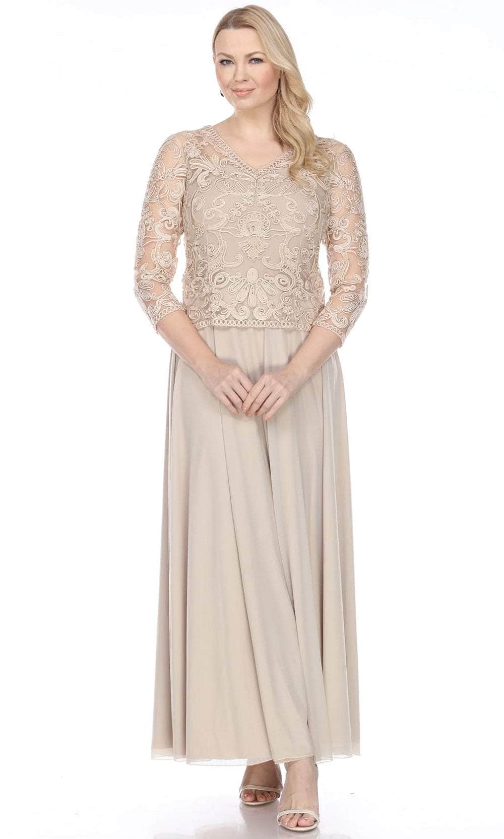 Soutache Lace V-Neck Long Dress
