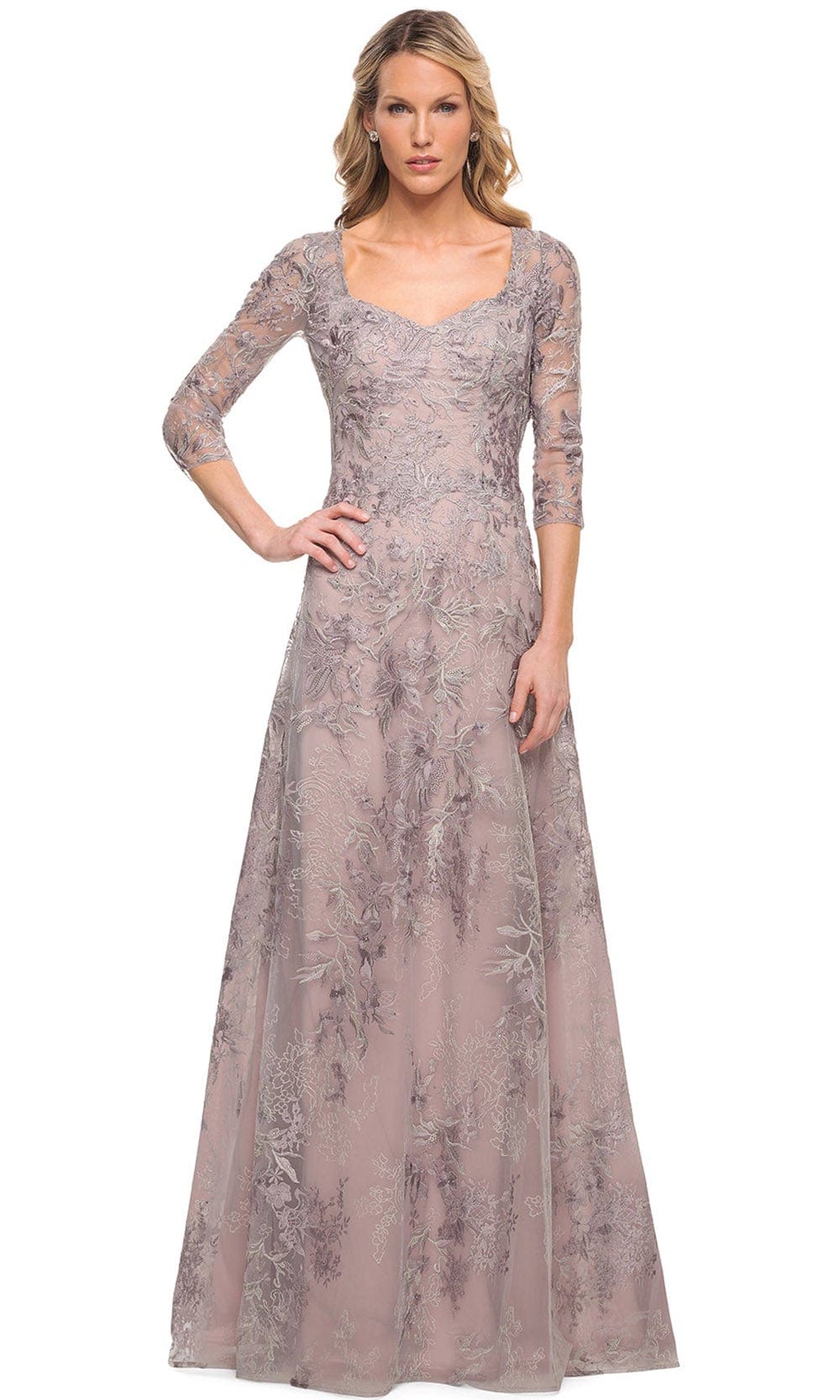 Embroidered Sheer Mother of the Groom Sheath Dress