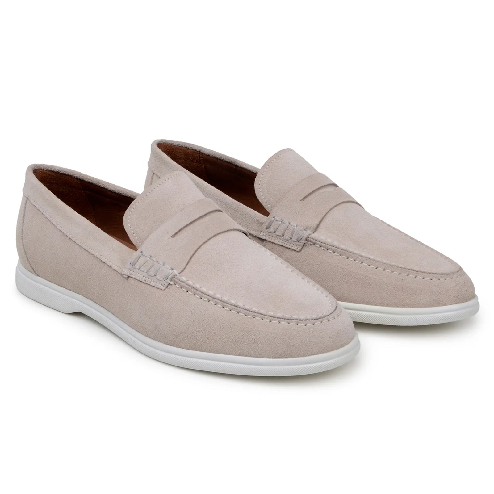 Men’s Belvedere Niko Italian Suede Casual Slip on Penny Loafer in Sand
