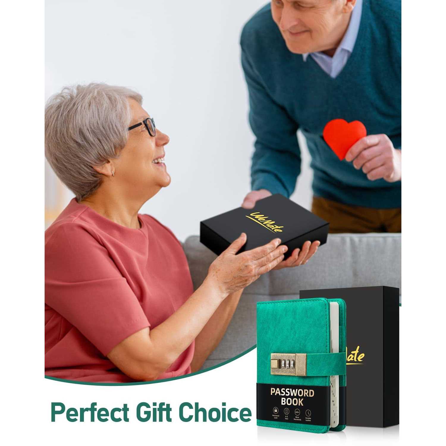 WEMATE Password Book with Lock Password Book with Alphabetical Tabs 600+ Password Spaces