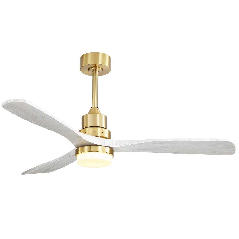 52 inch Indoor and Outdoor Downrod Solid Wood Ceiling Fan with Remote,Integrated Light Optional