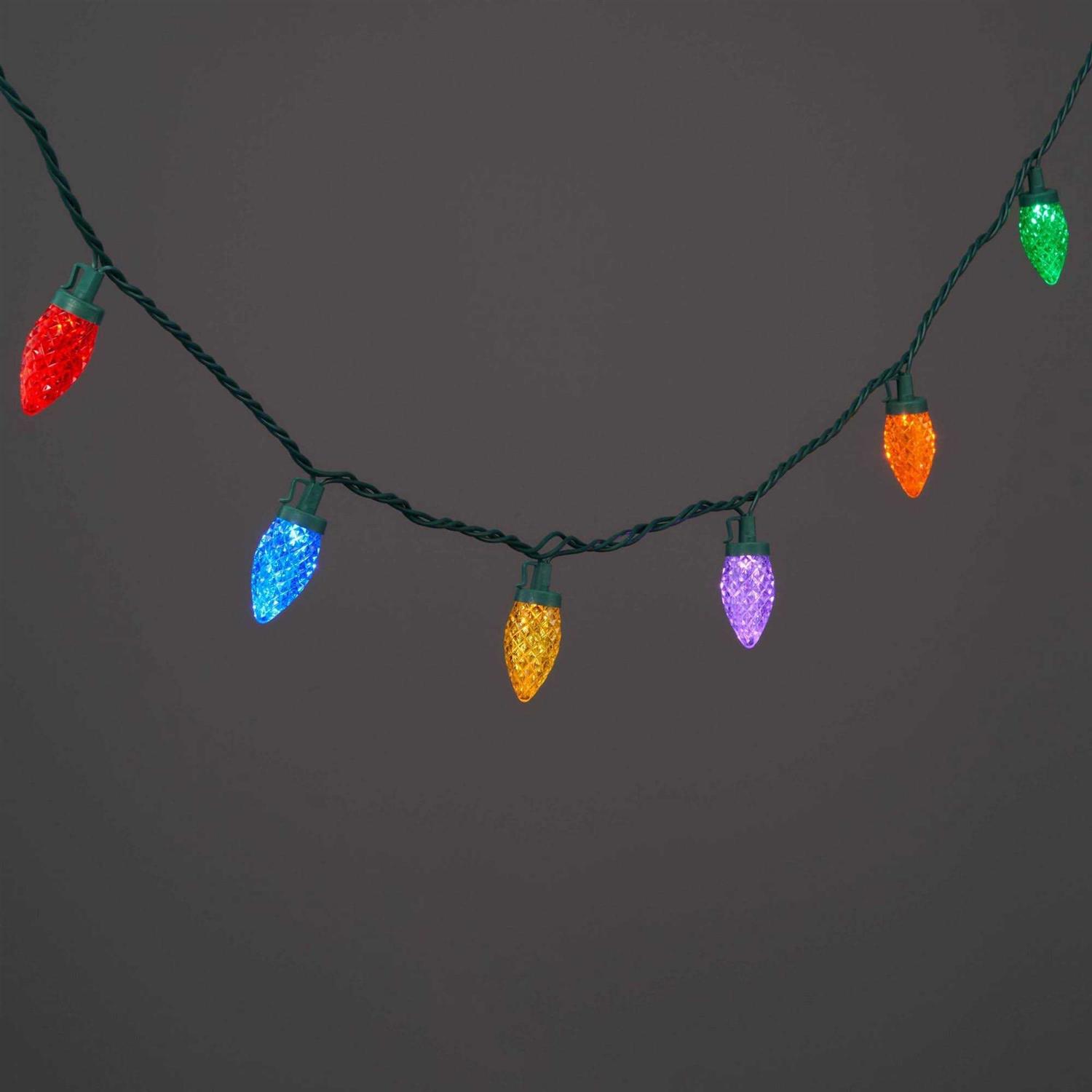 Wondershop LED C6 Faceted Christmas String Lights Green Wire