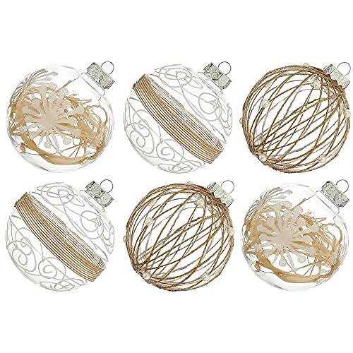 XmasExp Christmas Ball Ornaments Set-70mm/2.76 Large Shatterproof Clear Glitter Pastic Christmas Ball Xmas Tree Decoration Delicate Hanging