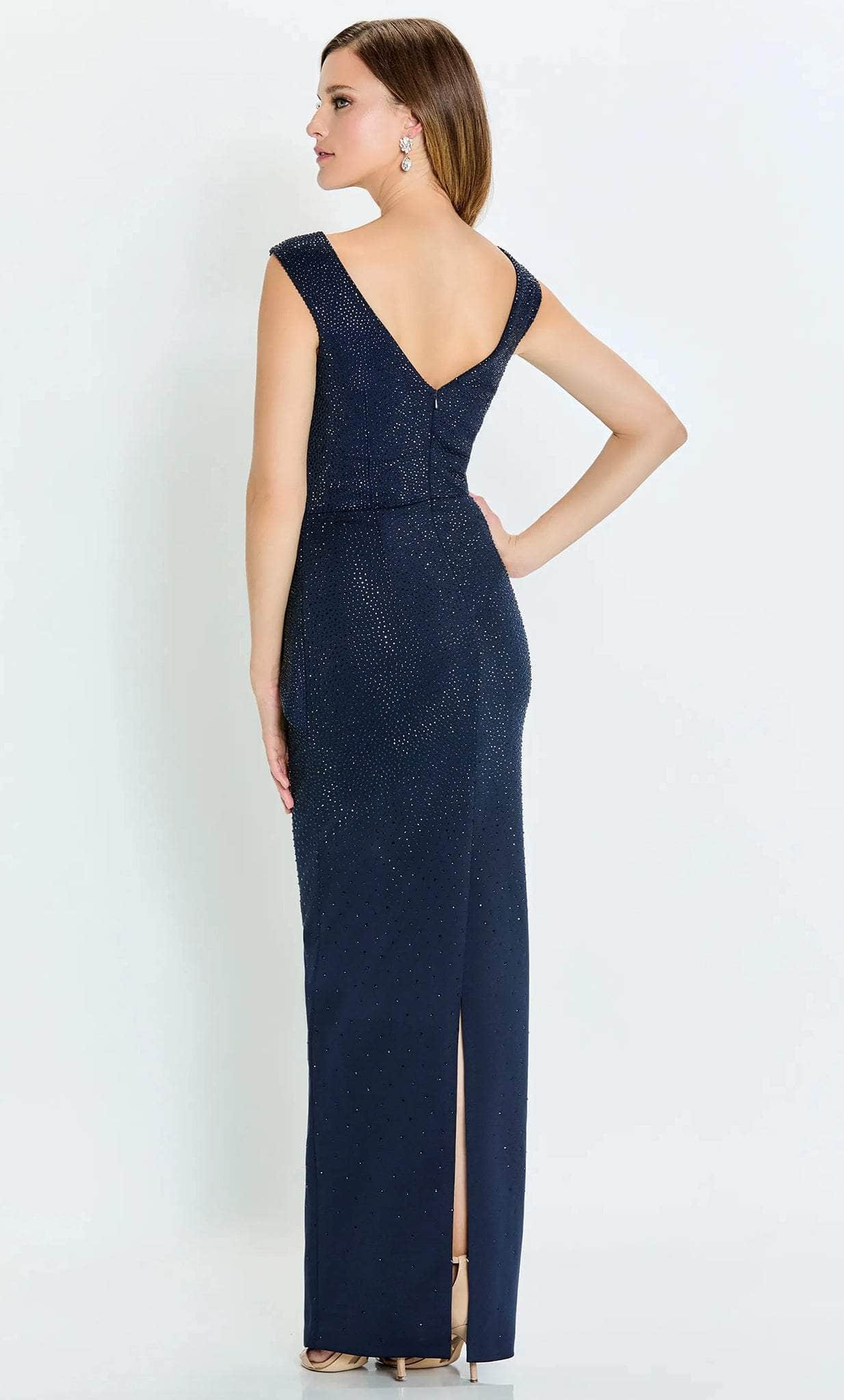 Beaded Peplum Evening Gown