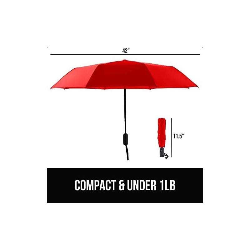Gorilla Grip Windproof Compact Stick Umbrella for Rain, One-Click Automatic Open and Close