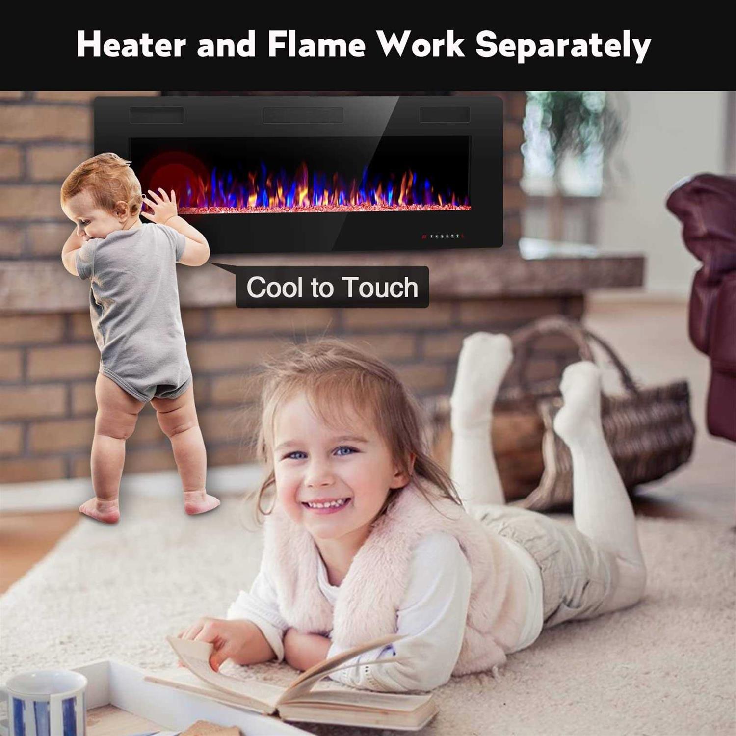 R.W.FLAME 60 Recessed and Wall Mounted Electric Fireplace