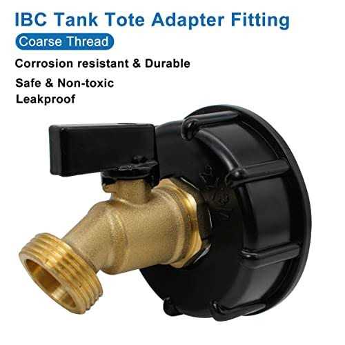275-330 Gallon Tote Water Tank Adapter 2 Coarse Thread Brass Hose Faucet Valve Garden Hose