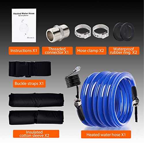 Bipeoo 100FT 30FT 50FT Heated Water Hose for Rv,-45 °F Antifreeze Drinking Garden Water Hose with Energy Saving Thermostat,1/2 Inner Diameter Rv