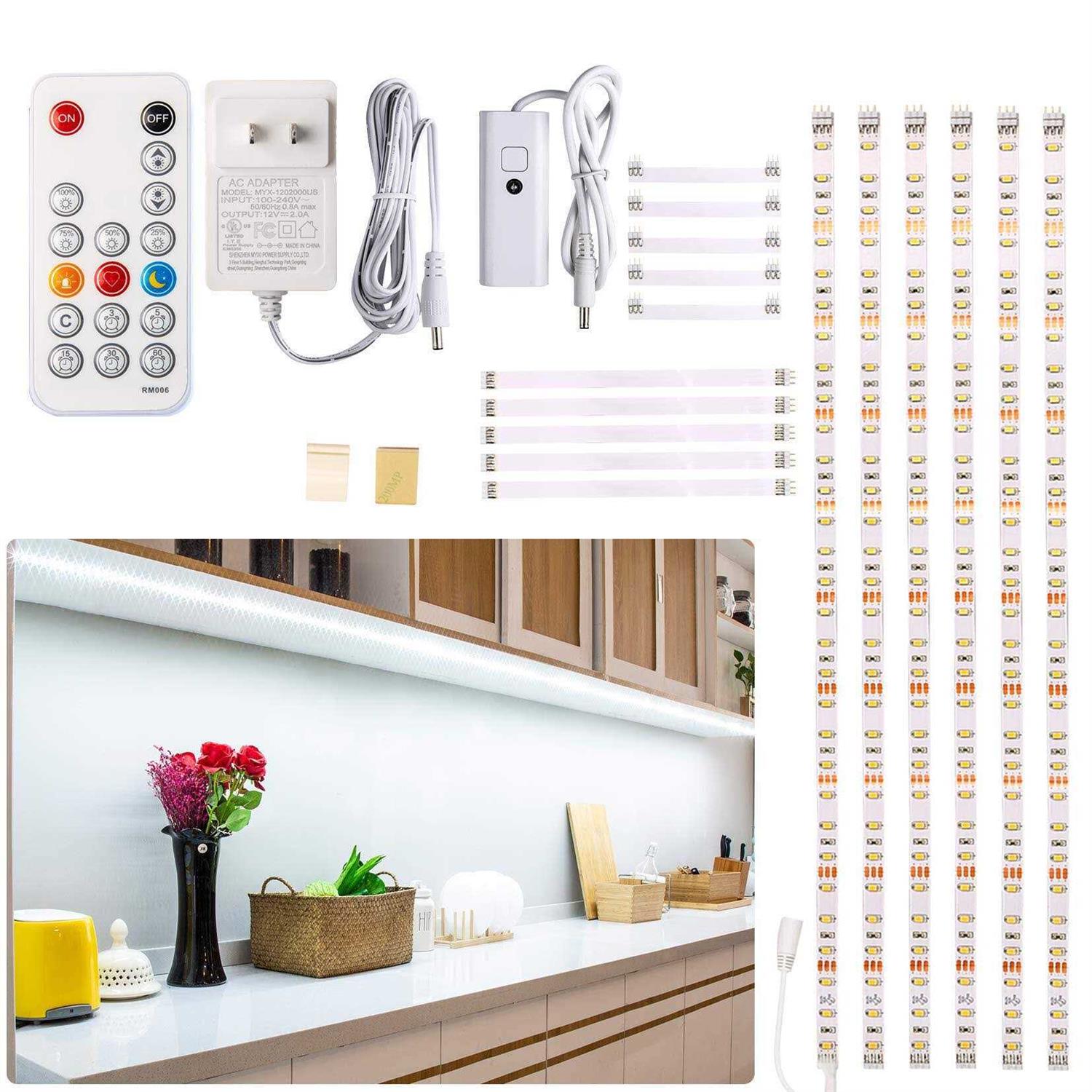 WOBANE Under Cabinet LED Lighting 6 PCS LED Strip Remote Control