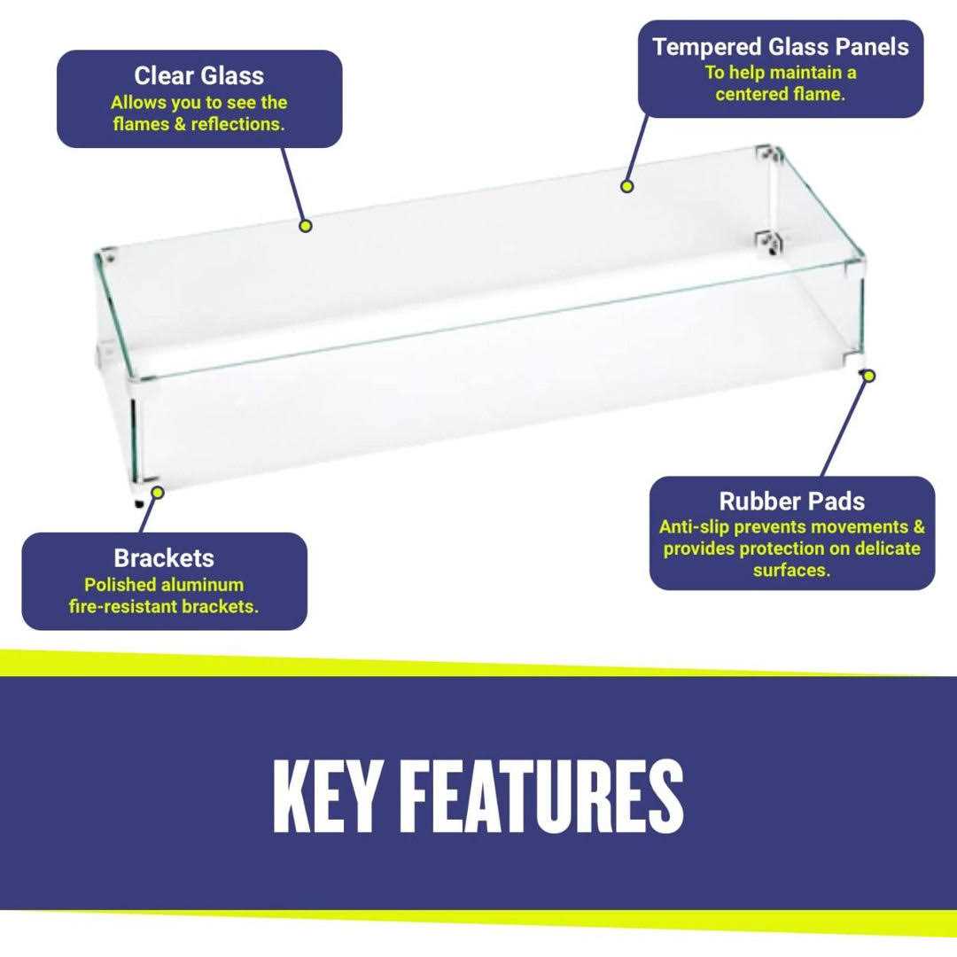 American Fireglass 30 x 6 Tempered Glass Flame Guard for Linear Drop-In Fire Pit Pan FG-LCB-30