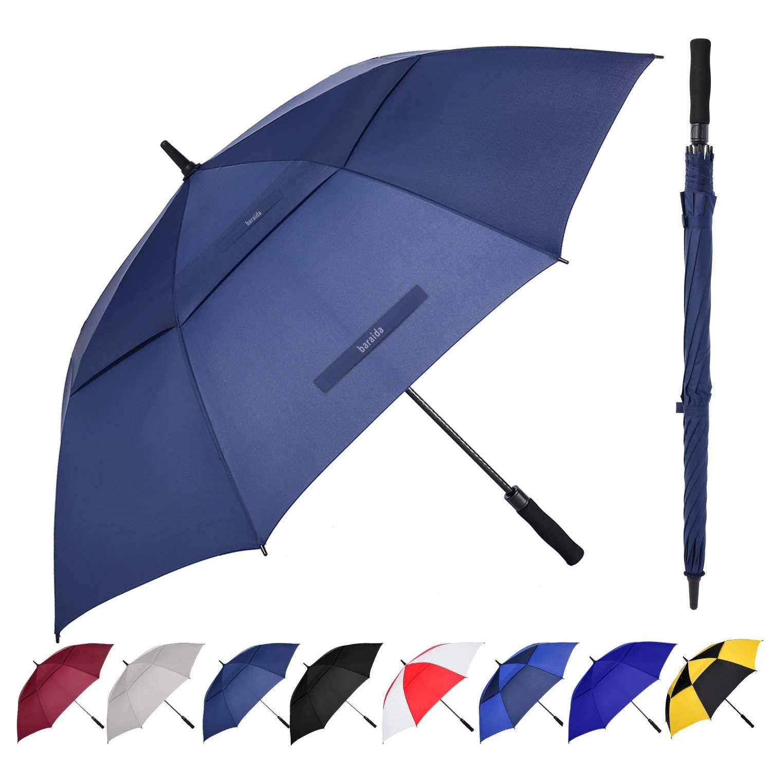 Baraida Golf Umbrella Large 62/68/72 Inch Extra Large Oversize Double Canopy Vented Windproof Waterproof Umbrella