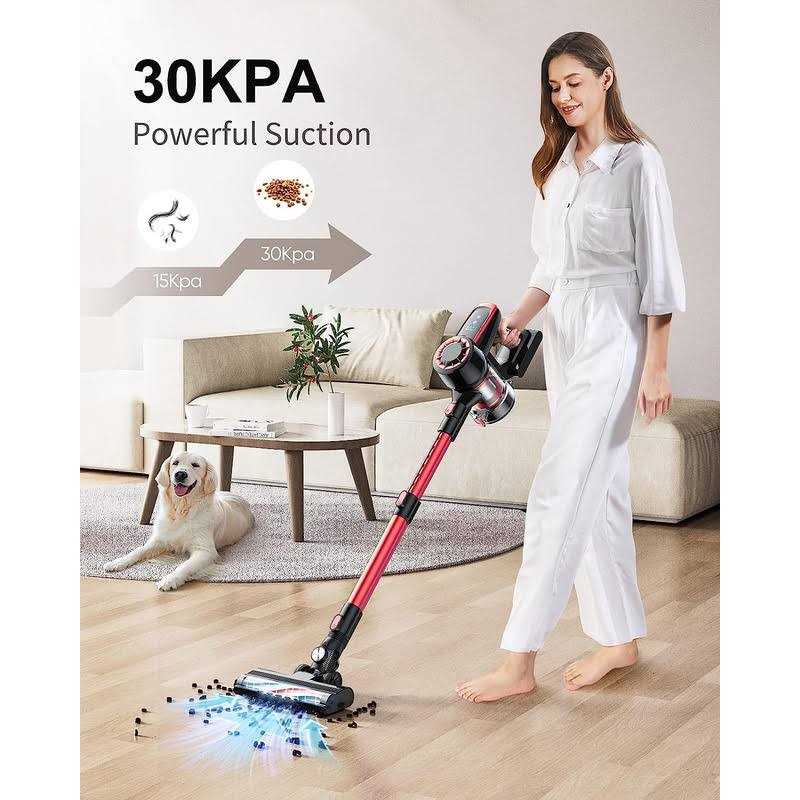 WLUPEL Cordless Vacuum Cleaner Stick Vacuum Cleaner with 30KPA Powerful Suction