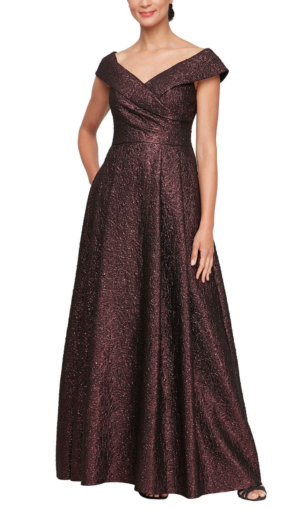 Cap Sleeve Metallic Formal Gown