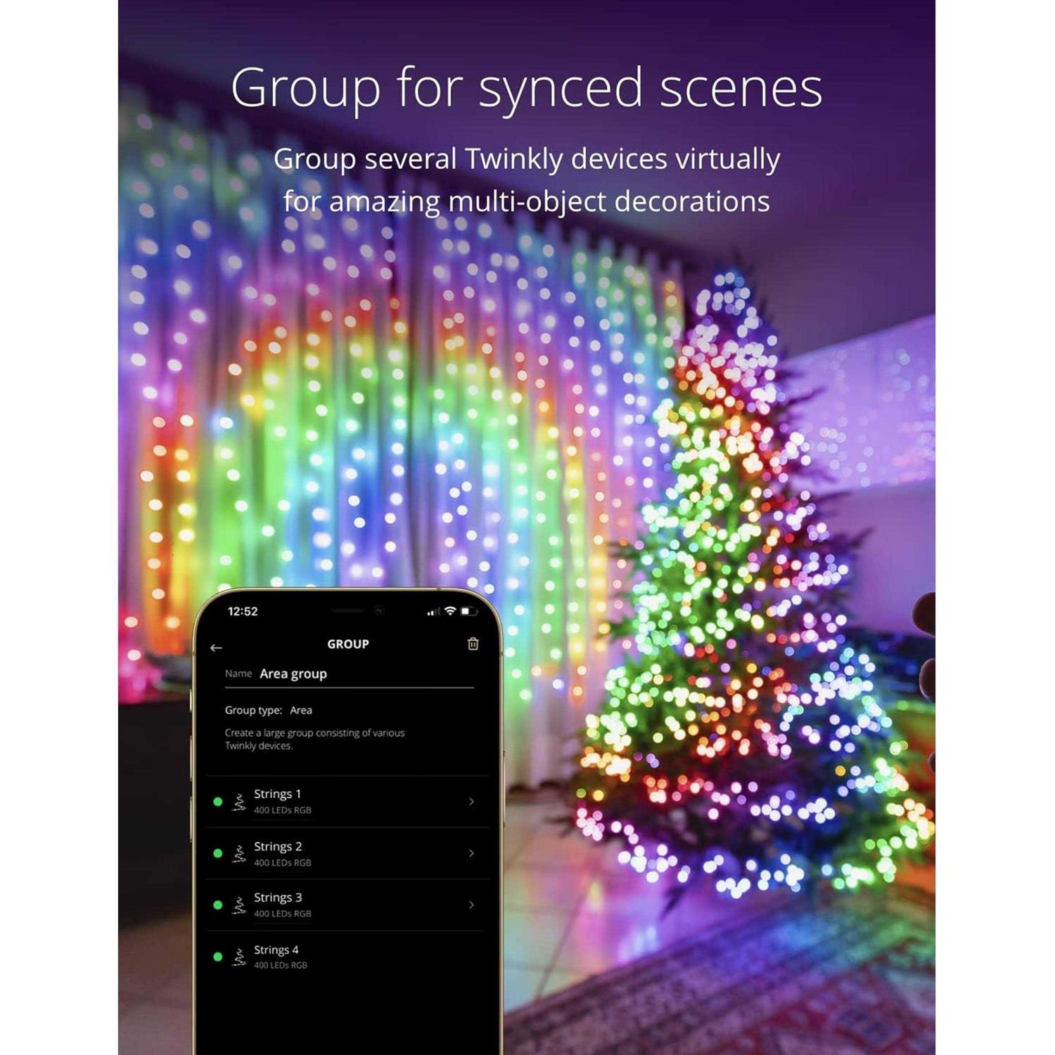 Twinkly Strings App-Controlled Smart 400 Multicolor RGB+W LED Christmas Lights