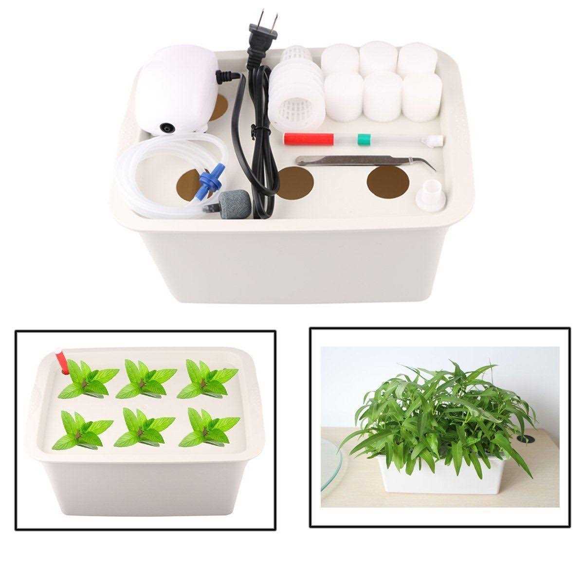 Aunifun Hydroponics Grower Kit DIY Self Watering Indoor Hydroponics Tools DWC Hydroponic System Planting Container Include Aquarium Air Pump Buoy