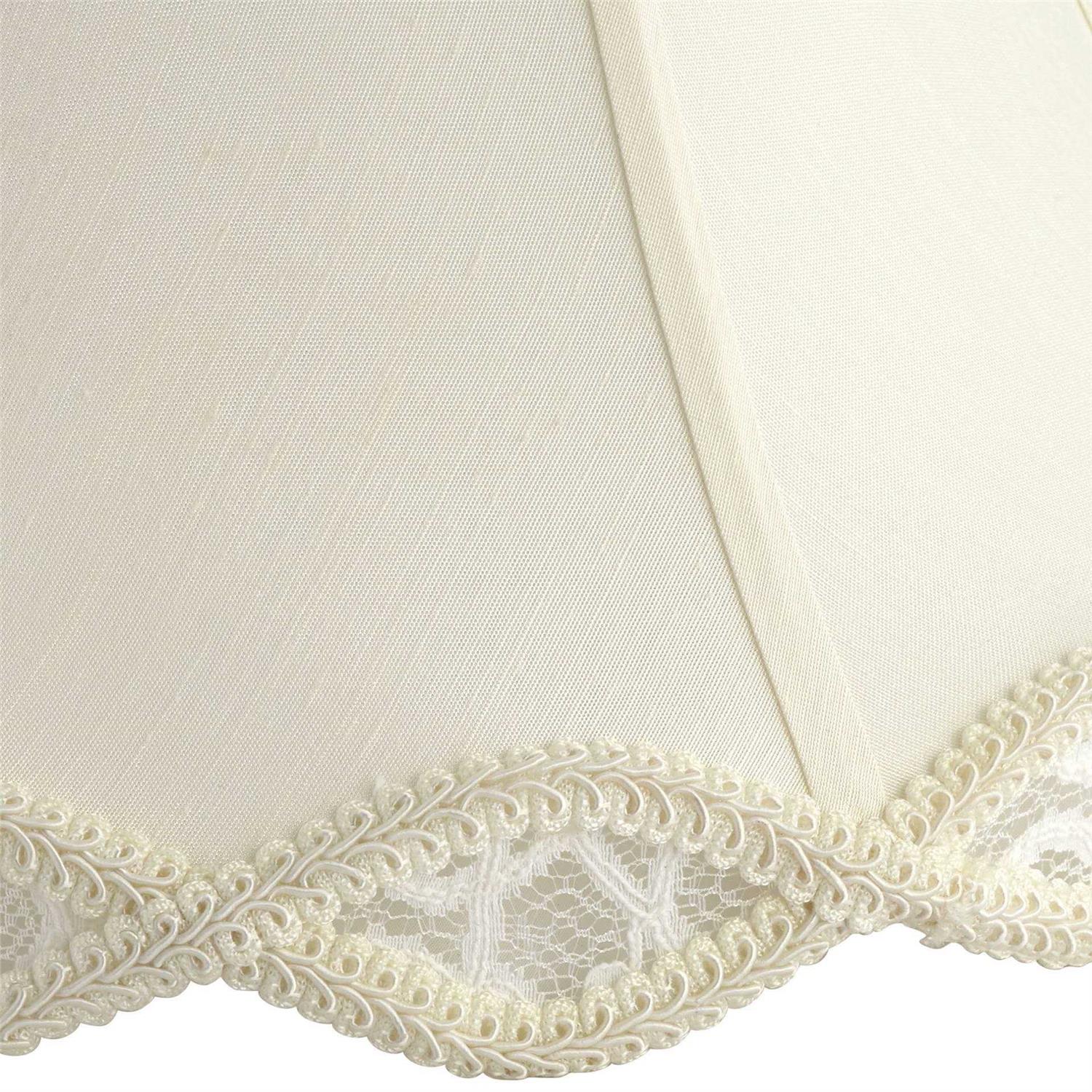 Springcrest Cream Scalloped Gallery Medium Bell Lamp Shade 7 Top x 14 Bottom x 12.5 High Replacement with Harp and Finial