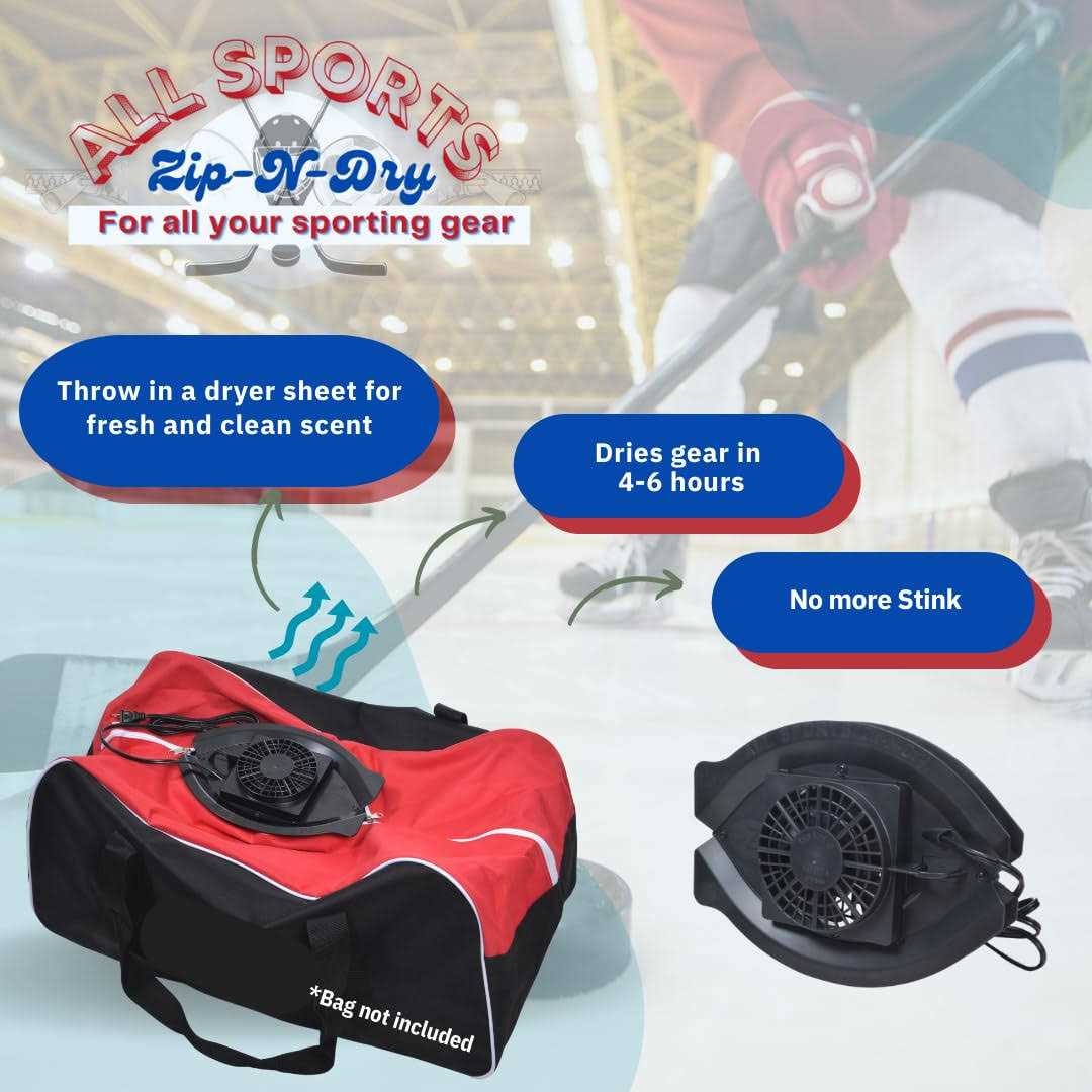 Zip N Dry Hockey Bag Equipment Dryer Zip in Plug in and Dry