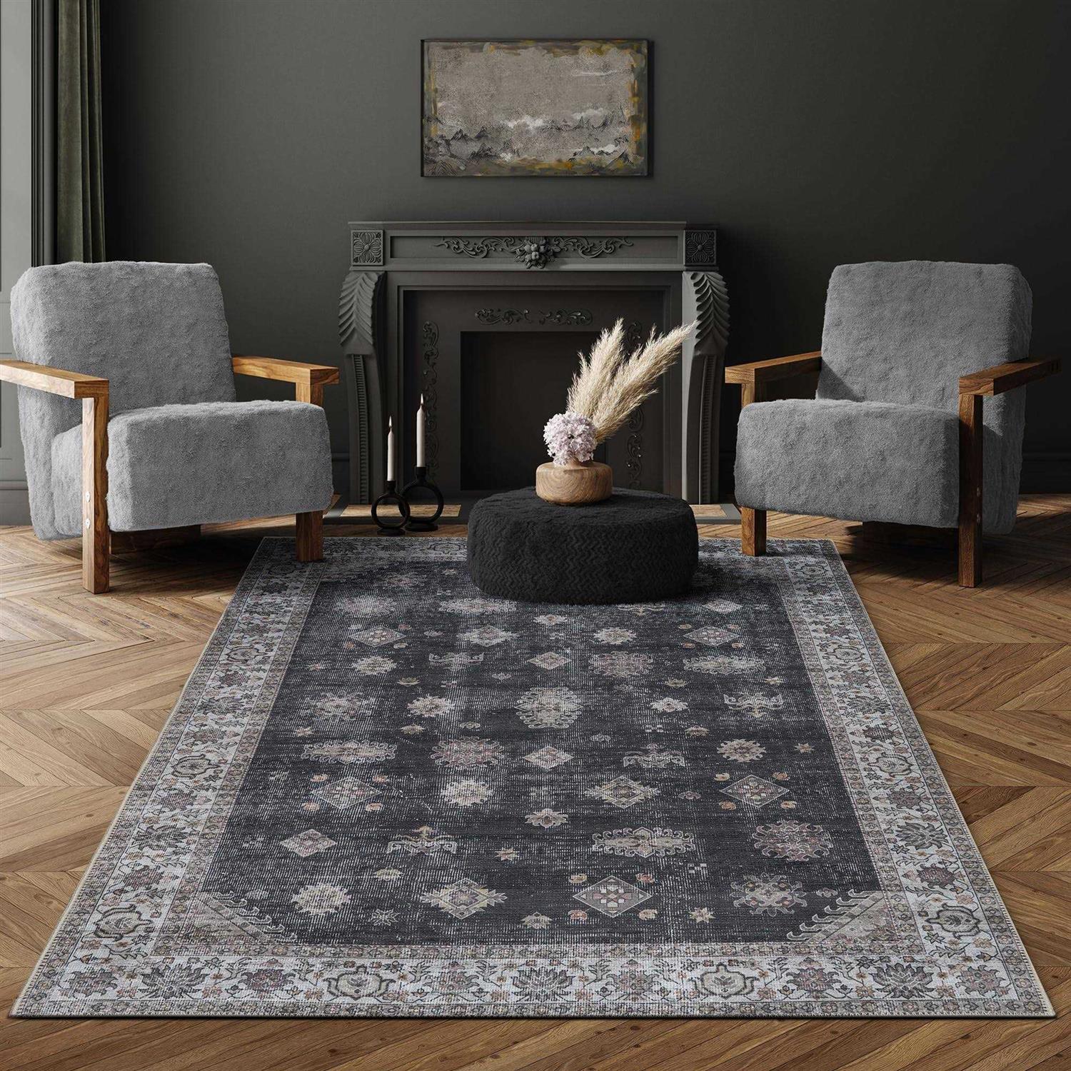 Adiva Rugs Machine Washable Area Rug With Non Slip Backing For Living Room