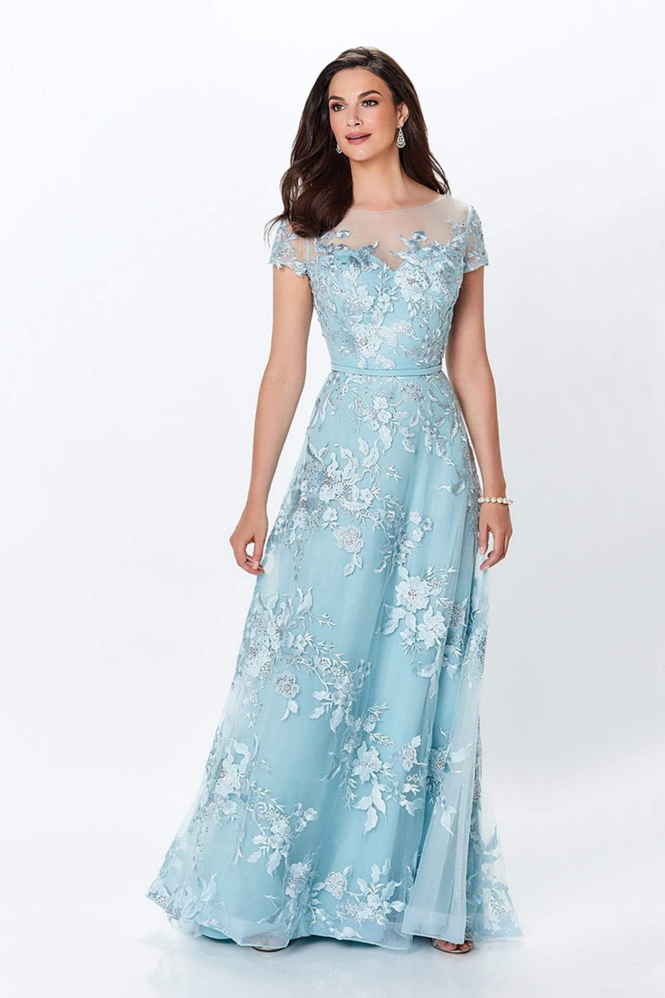 119945 Embroidered Floral A-Line Mother of the Bride Gown