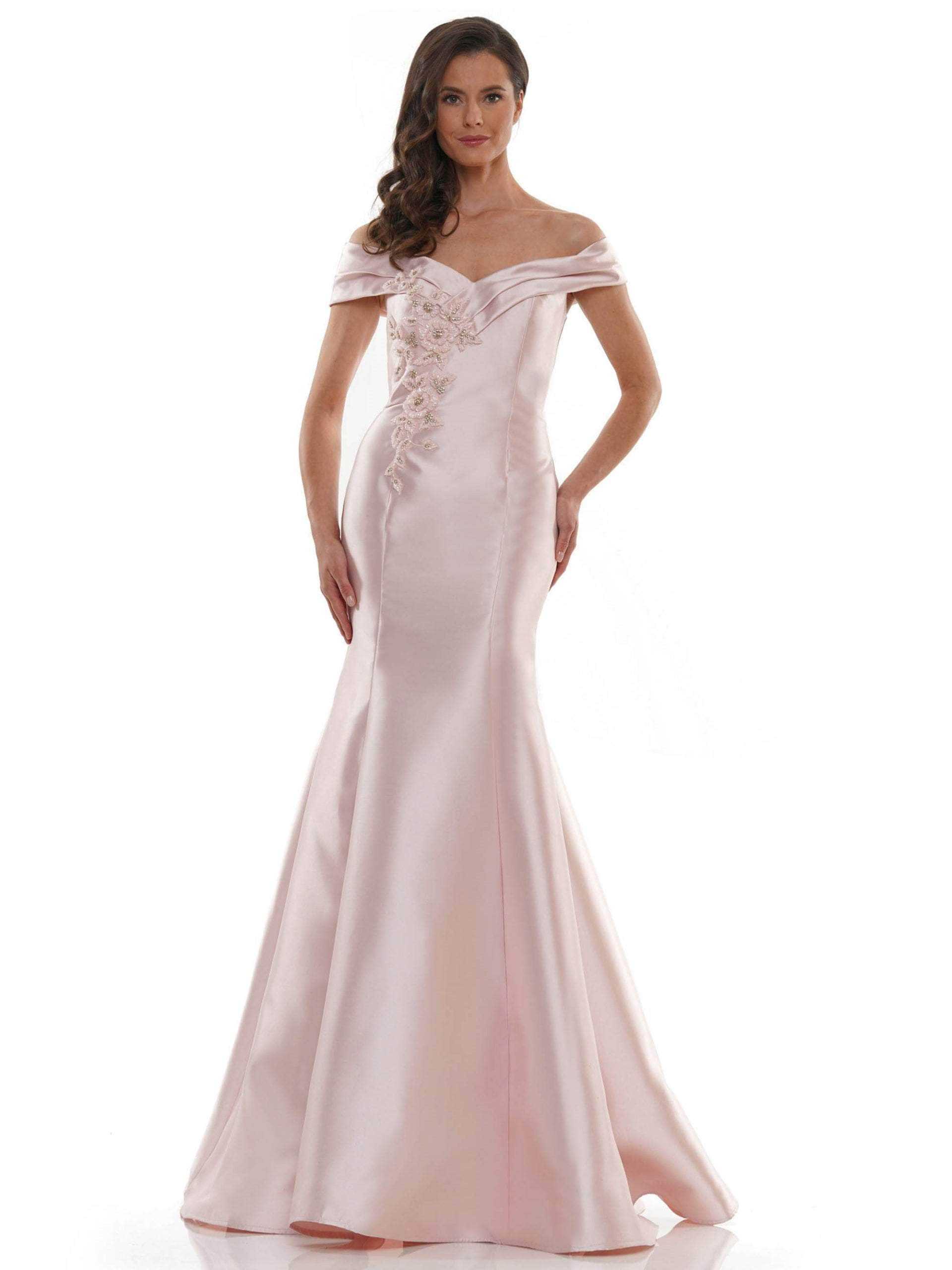RD2602 Embellished Folded Off-Shoulder Mermaid Gown