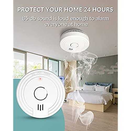 Ecoey Smoke Detector, Smoke Alarm with Advanced Photoelectric Technology, Fire Alarm Smoke Detector with Test Button and Low Battery Reminder