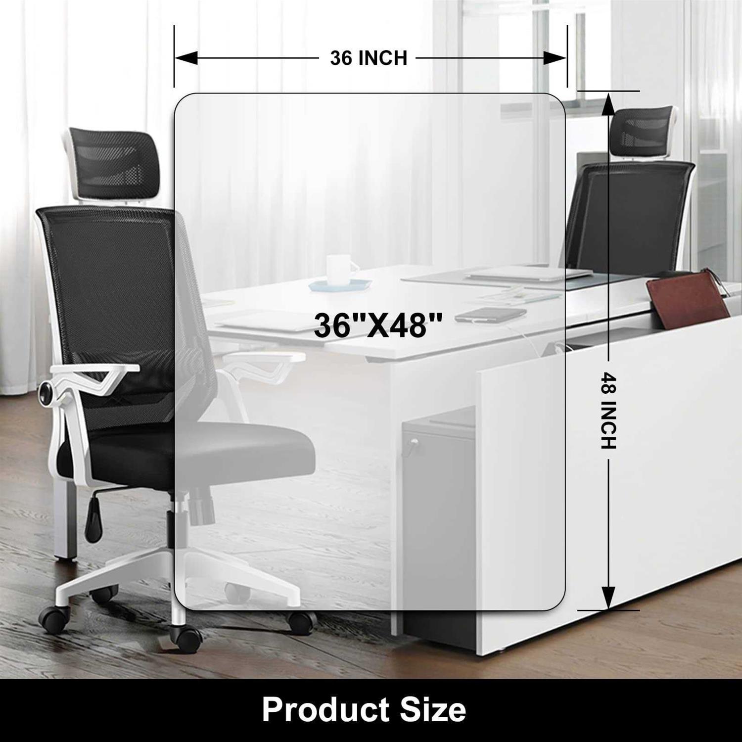 Kuyal Office Chair Mat for Hardwood Floor 30&” x 48&” Rectangle Transparent Desk Thick Durable Chair Mat for Rolling Chairs