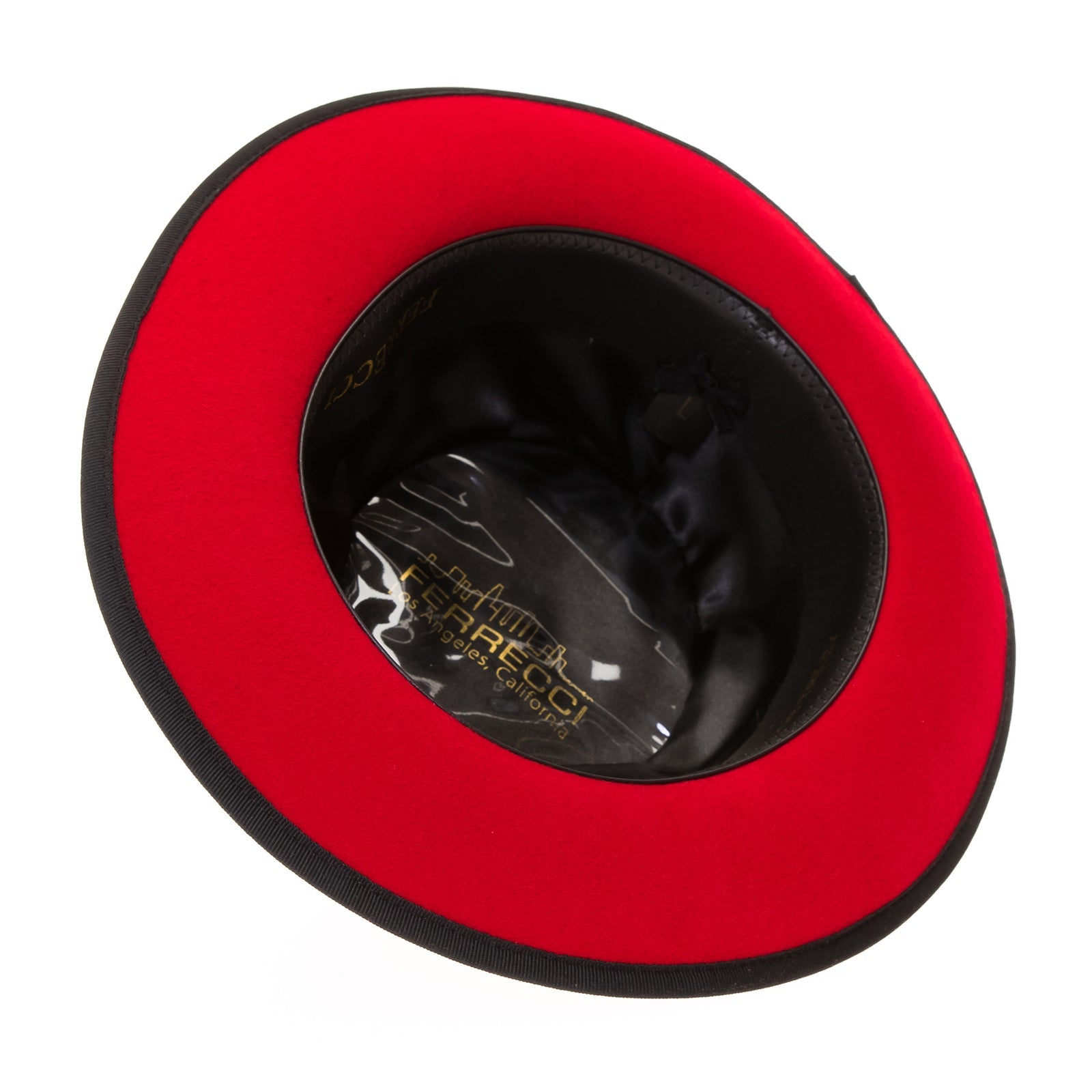 Men’s Classic Two Tone Trilby Fedora Dress Hat in Red & Black