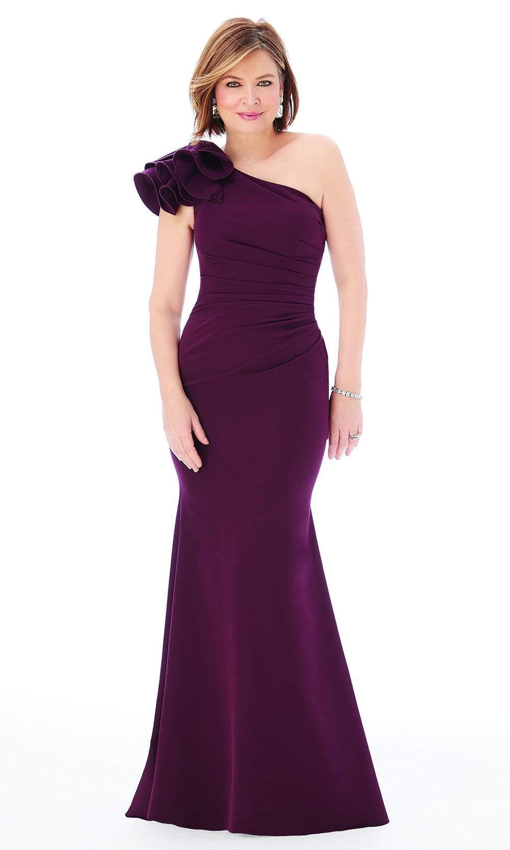 72235 Ruffled One Shoulder Trumpet Dress