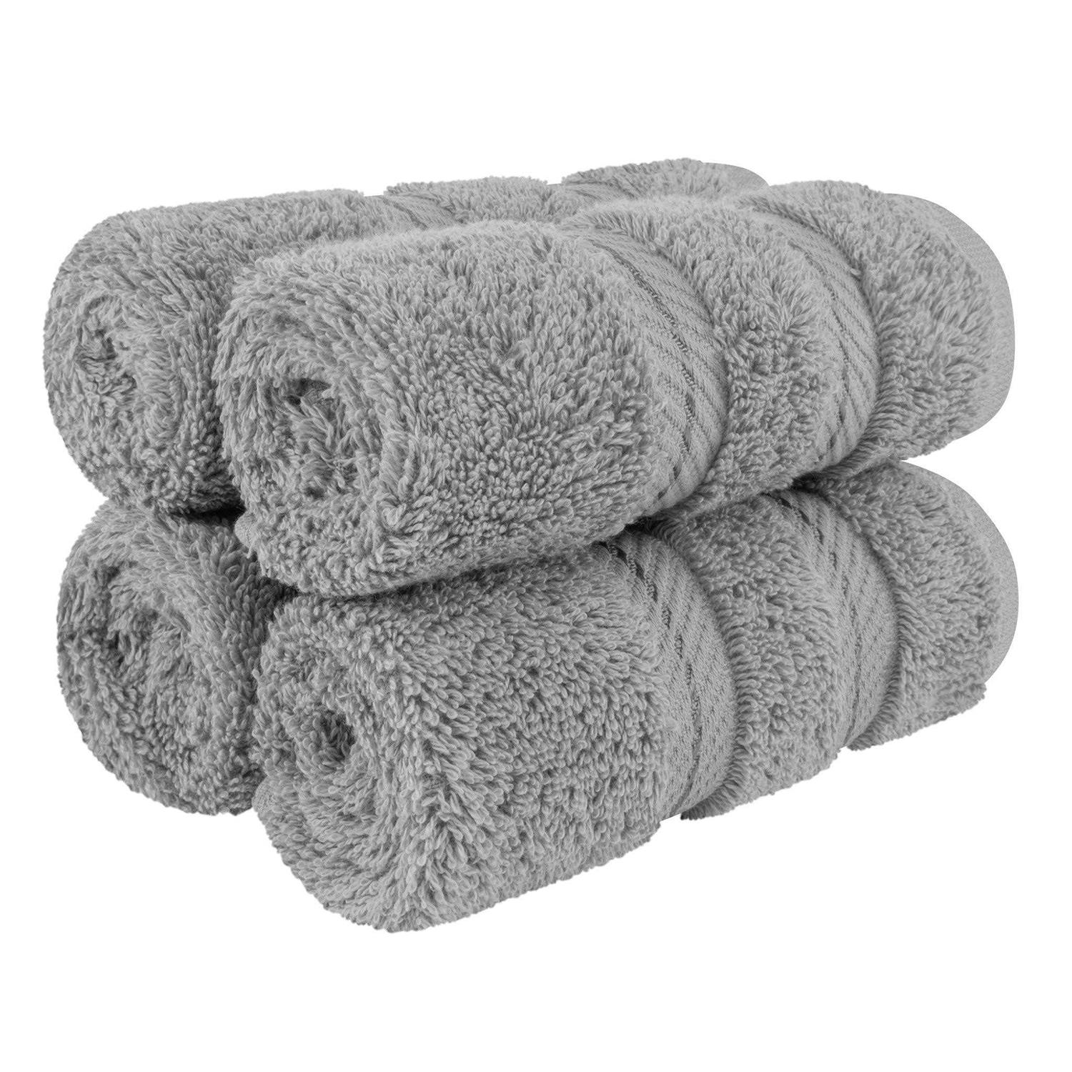 American Soft Linen Washcloth Set 100% Turkish Cotton 4 Piece Face Hand Towels for Bathroom and Kitchen