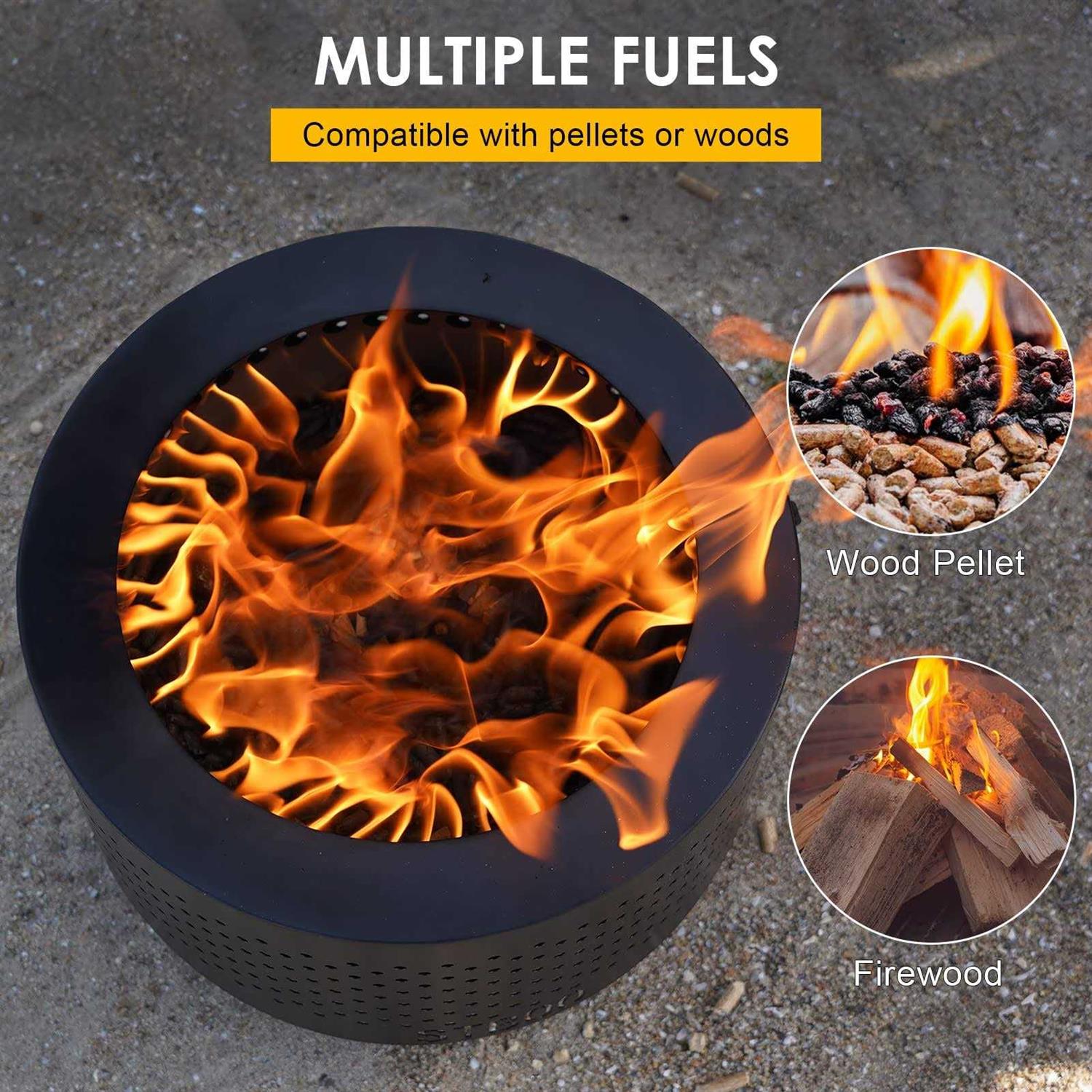 STBoo Smokeless Fire Pits for Outside with Portable Carrying Storage Bag
