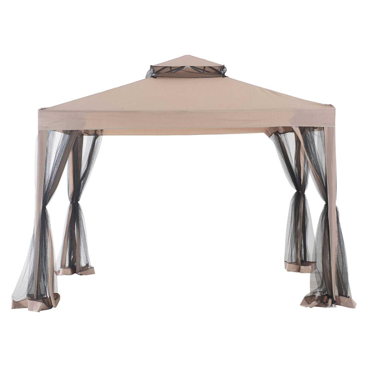 Sunjoy 10 x 10 Foot Hampton Soft Top Gazebo with Mosquito Netting