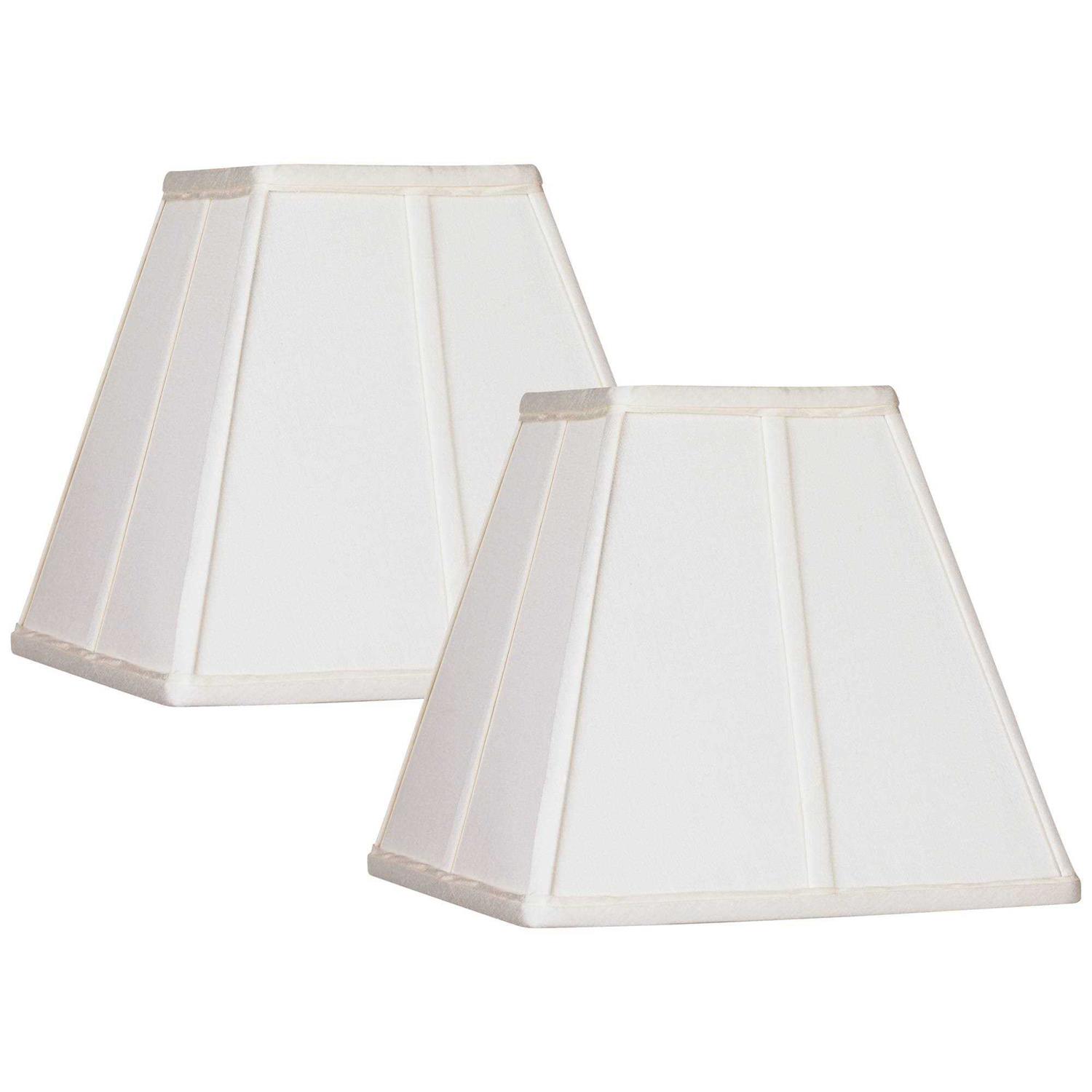 Springcrest Set of 2 Ivory Classic Small Square Lamp Shades 5.25 Top x 10 Bottom x 9 High Replacement with Harp and Finial