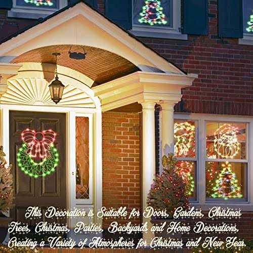16 Inch Christmas Window Silhouette Lights Decorations 4 Pack Waterproof Window Hanging Lights Elk