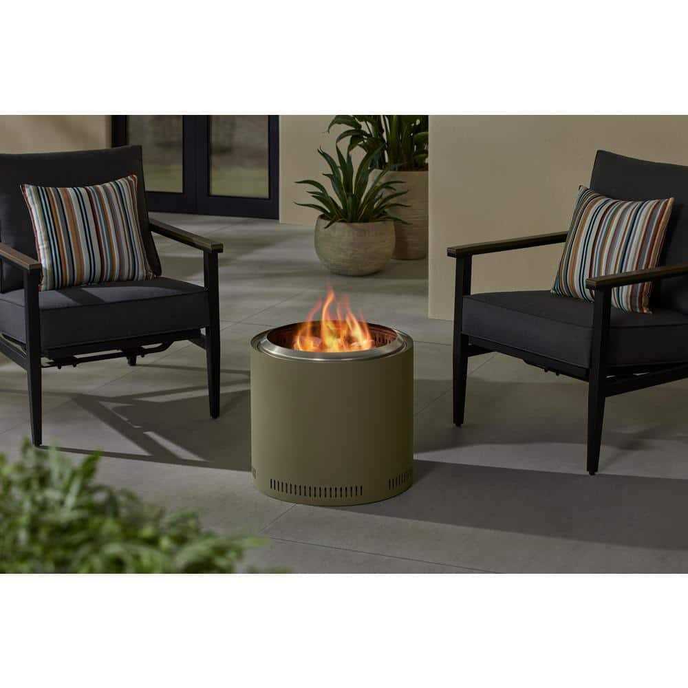 Hampton Bay 19 in. Outdoor Stainless Steel Wood Burning