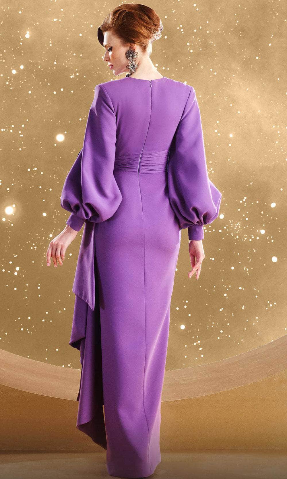 Puff Sleeve Wrap Skirt Evening Gown