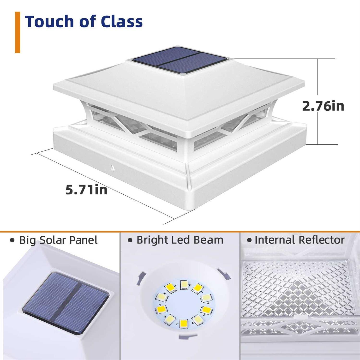 APONUO Solar Post Cap Lights,4×4 Post Solar Lights Warm White/Cool White LED Light Outdoor Waterproof,Fence Post Solar Lights for 4×4/6×6 Wood Fence