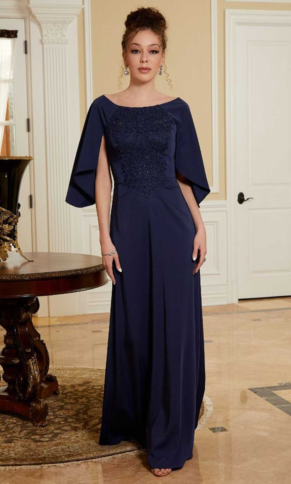 Cape Sleeve A-Line Evening Gown
