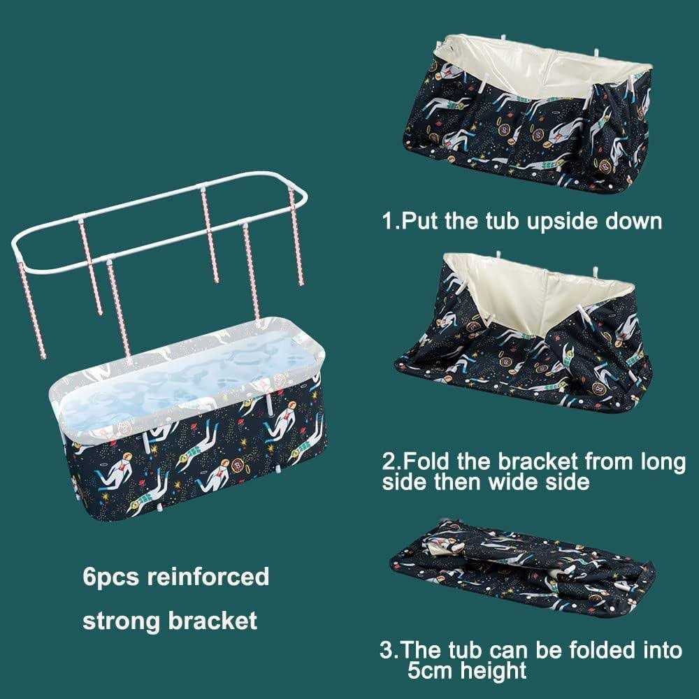 47 Inch W Weylan Tec Foldable Bath Tub Wide Bathtub With Bath Pillow Bath Seat