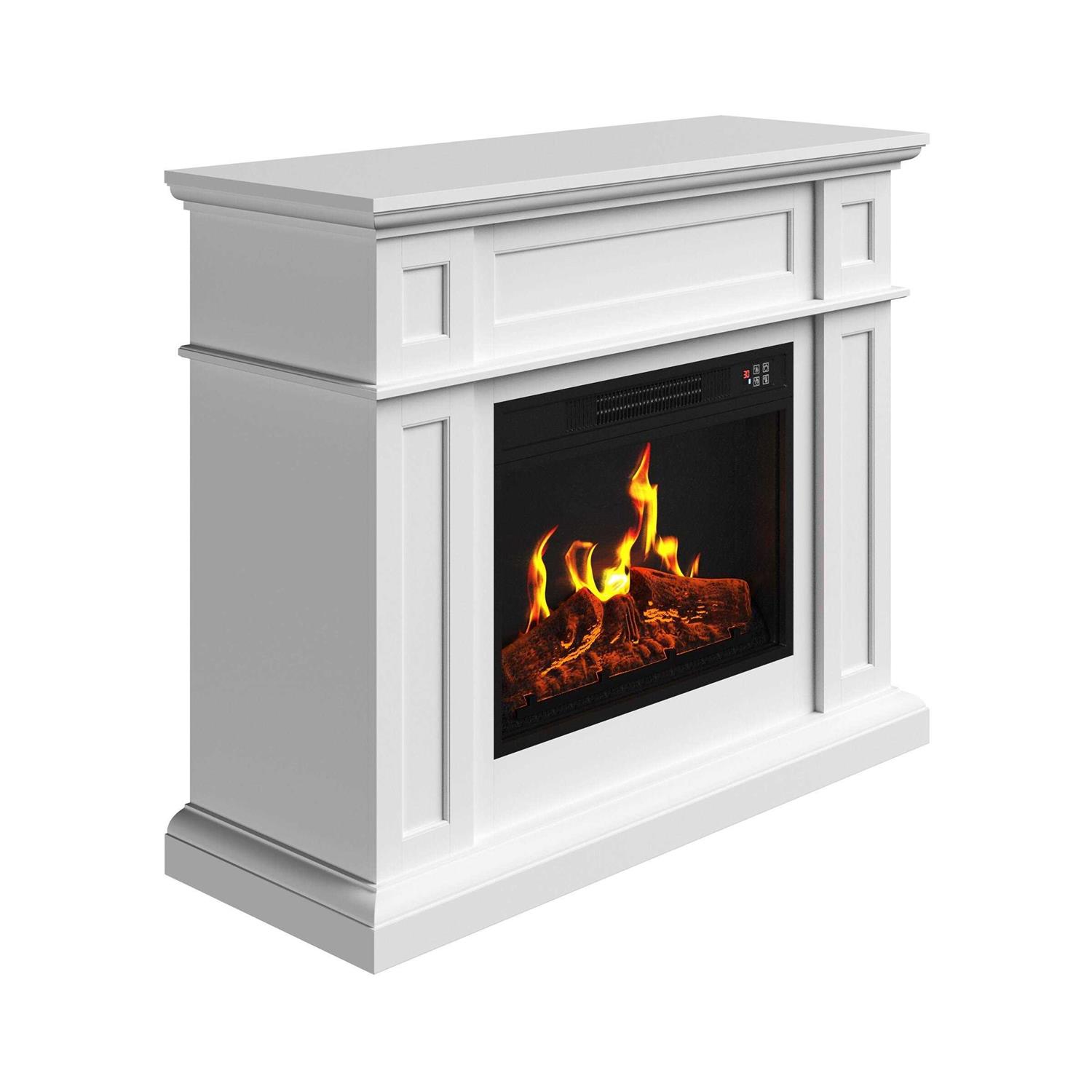 Northwest Electric Fireplace with Mantel Freestanding Heater with Remote Control, Adjustable LED Flames and Faux Logs