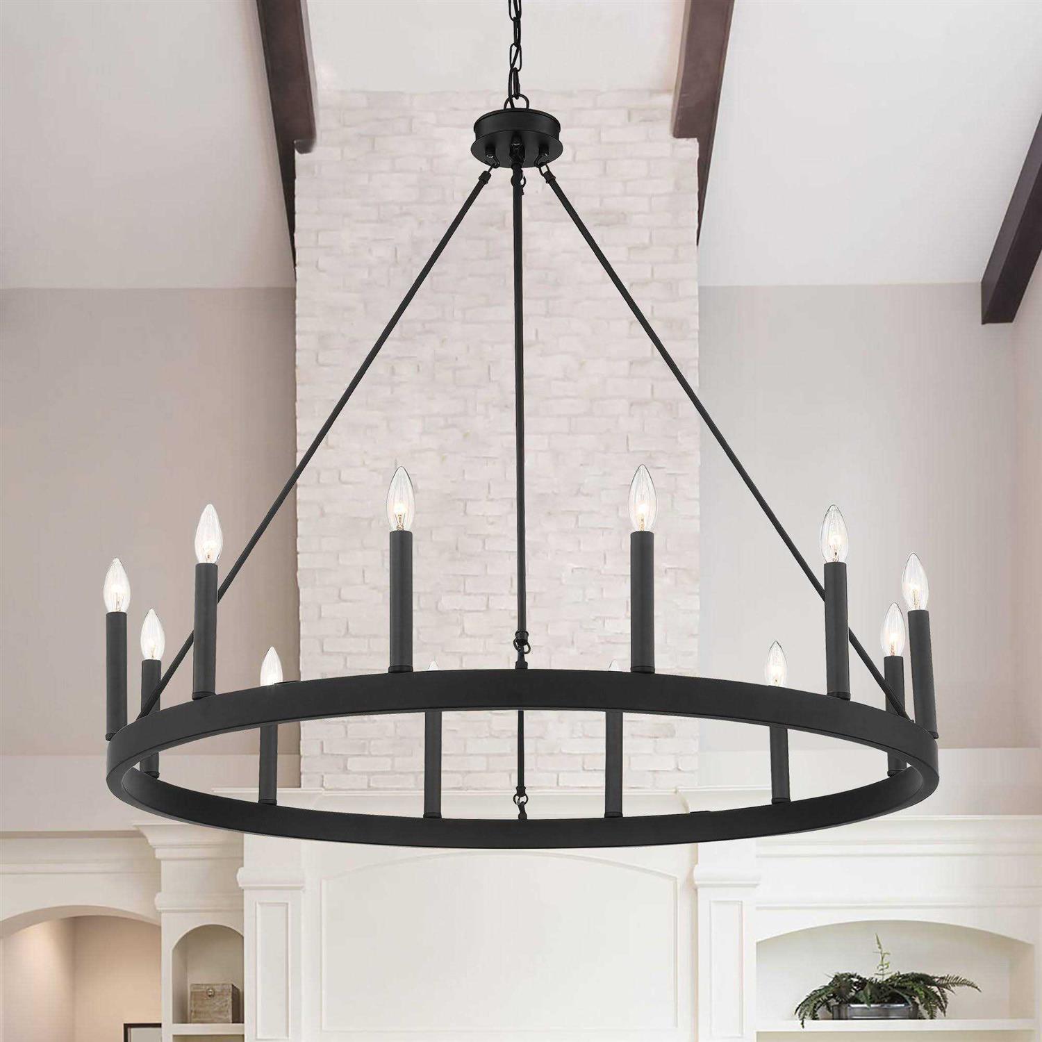Acroma 12-light 40In Modern Farmhouse Wagon Wheel Chandelier