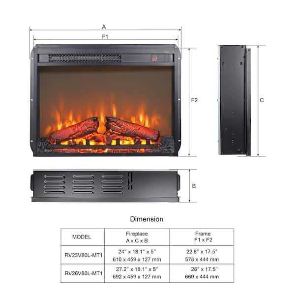 Cesicia 23 in. Electric Fireplace Insert Ultra Thin Heater with Log Set Realistic Flame