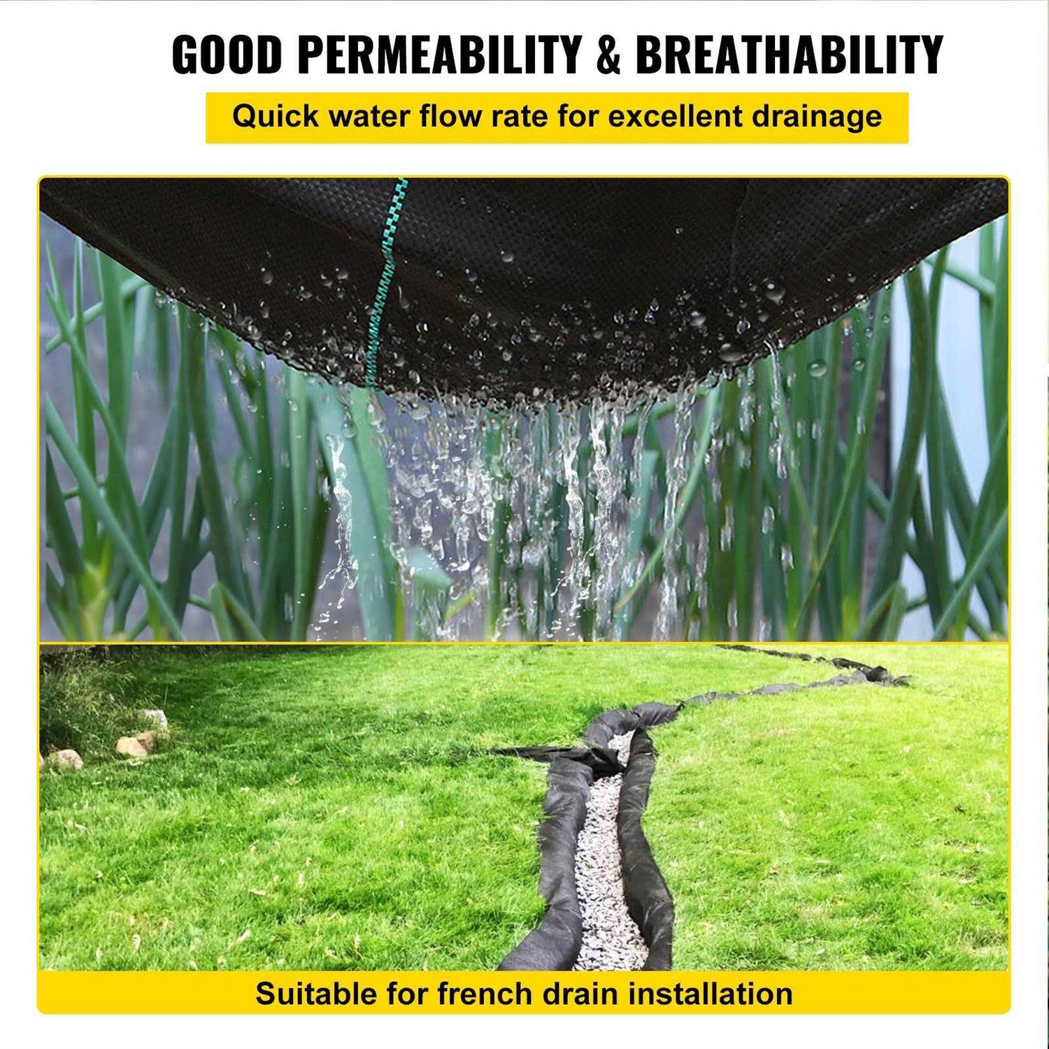 VEVOR Commercial Grade Driveway Fabric Weed Barrier Landscape Fabric for Walking Path