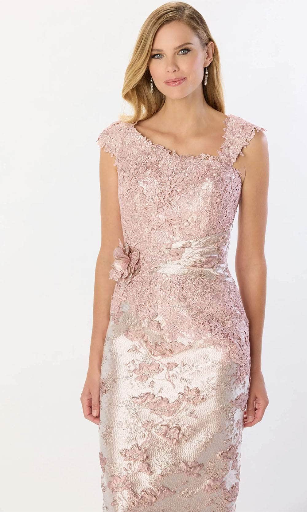 Cap Sleeve 3D Floral Mother of the Bride Dress