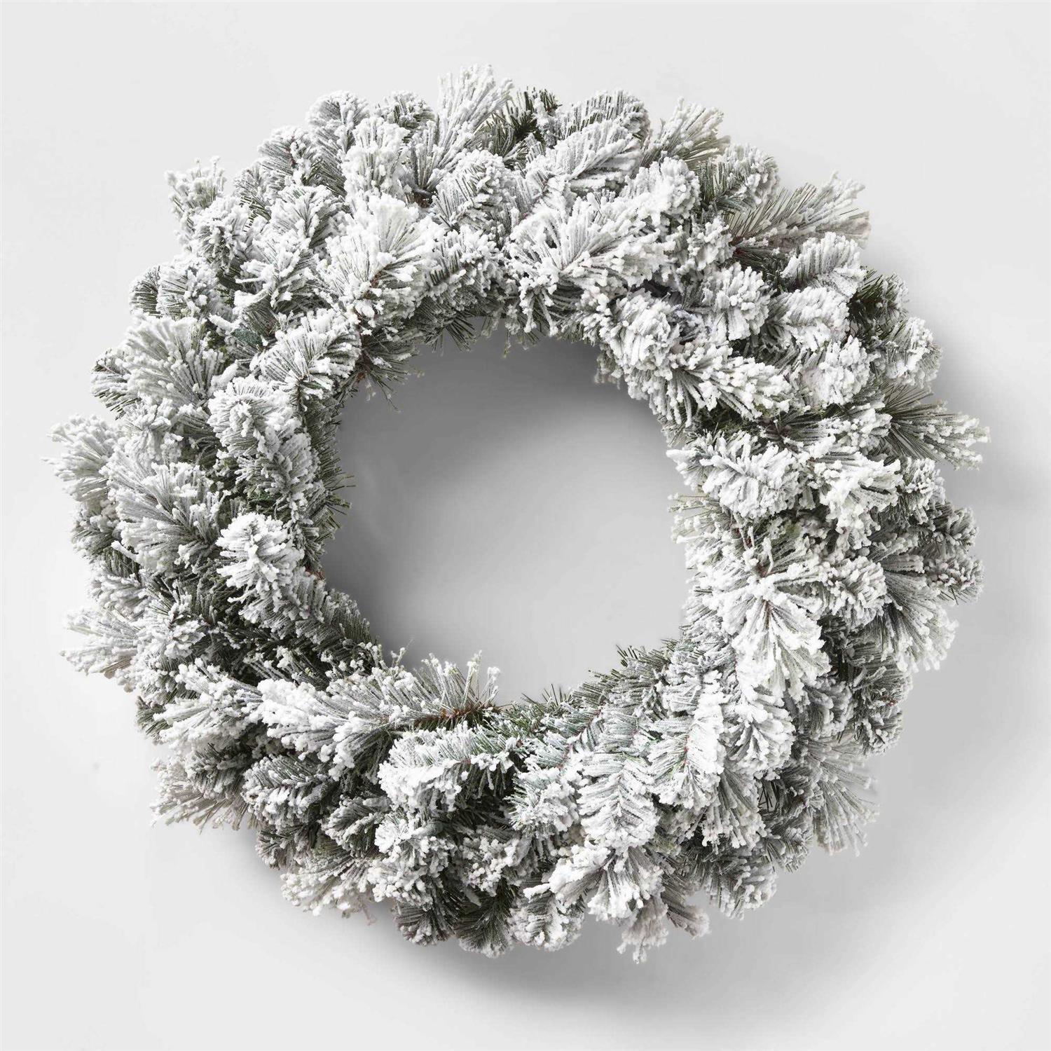 Wondershop 28in Pre-lit Flocked Artificial Cashmere Christmas Wreath Clear Lights