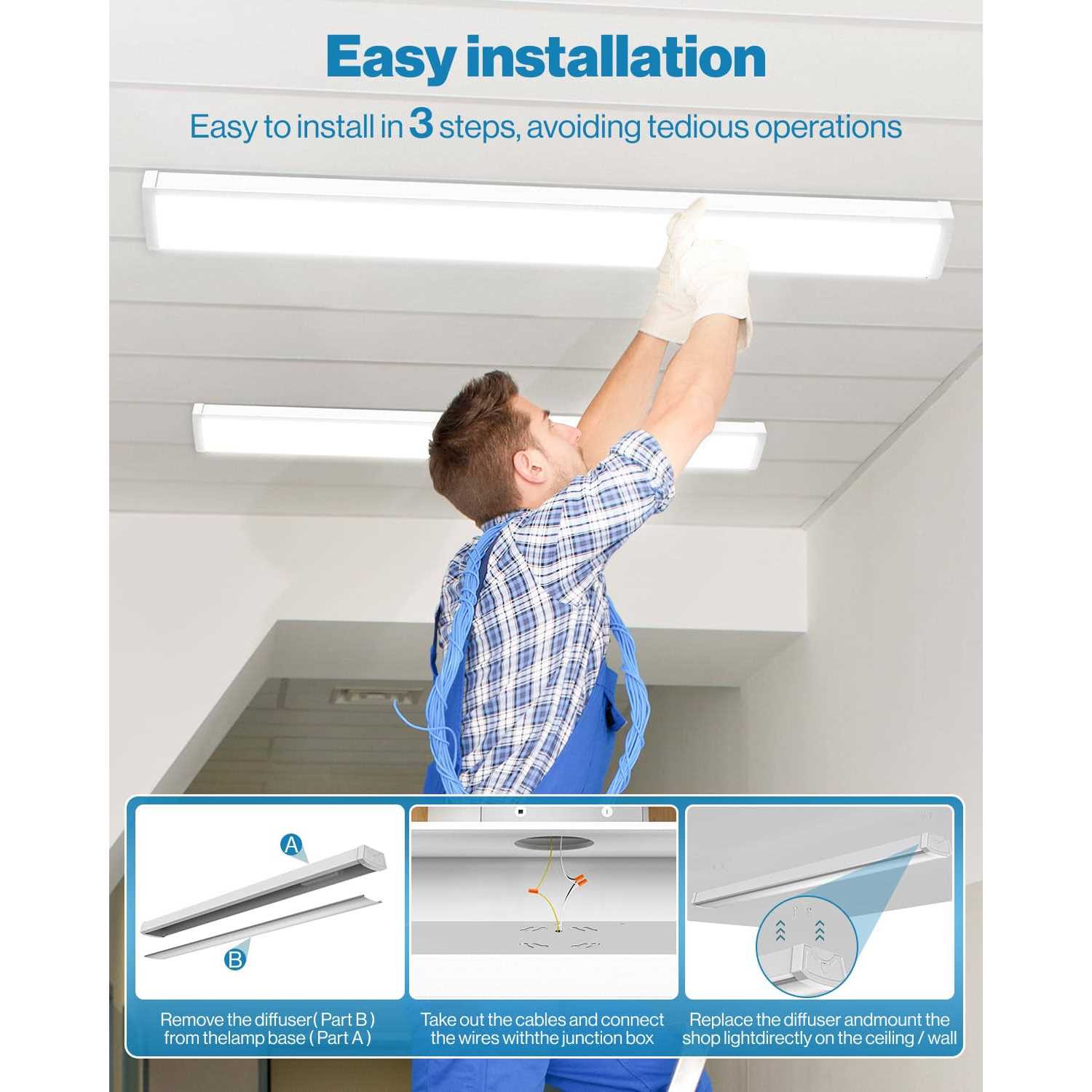 Sunco Lighting Sunco LED Shop Light 4ft Wraparound