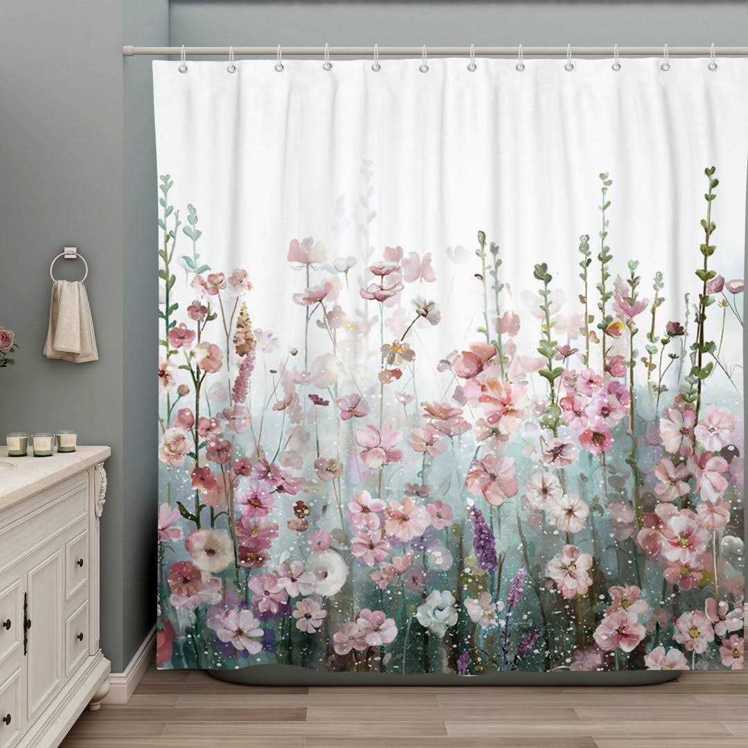 Alyra Floral Single Shower Curtain + Hooks Winston Porter
