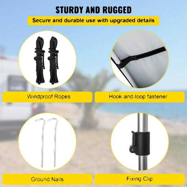 Vevor Car Side Awning Pull-Out Retractable Vehicle Awning Waterproof Uv50+