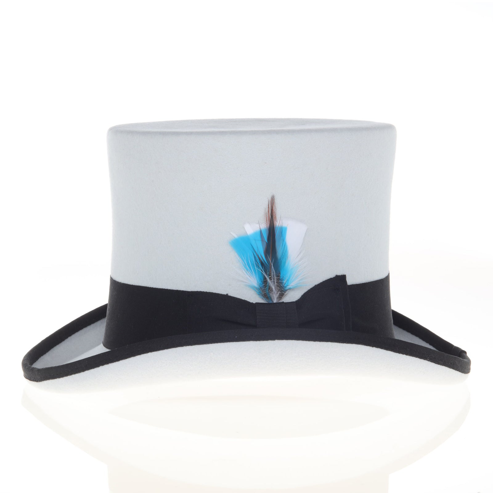 Men’s Tall 100% Wool Dress Top Hat in Grey & Black