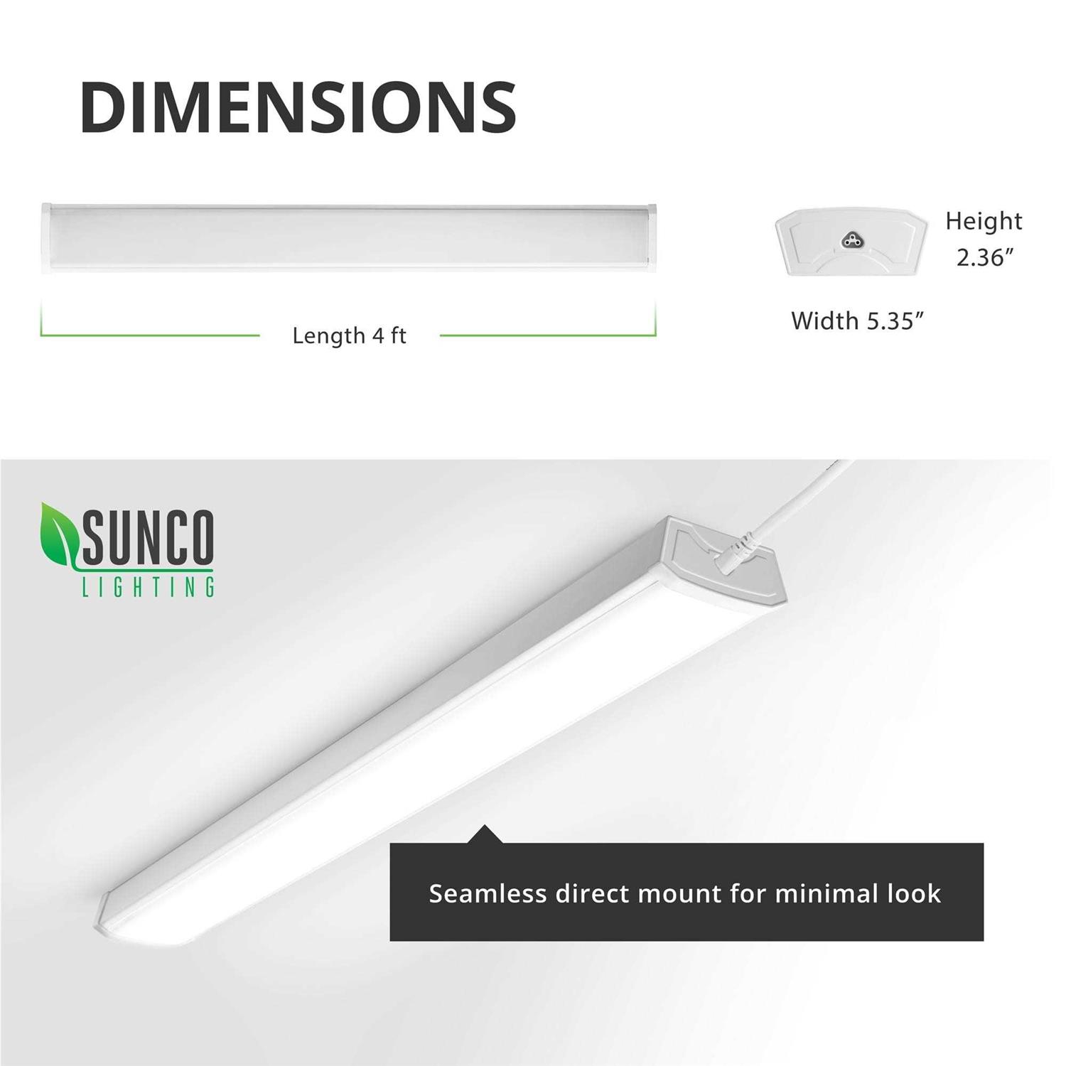 Sunco Lighting Sunco LED Shop Light 4ft Wraparound