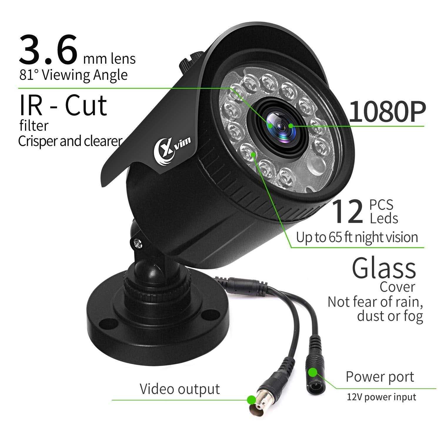 Xvim 8CH 1080p Wired Security Camera System with 1TB Hard Drive 8pcs Hd Outdoor Home Surveillance Cameras Night Vision Remote Access Motion Alert